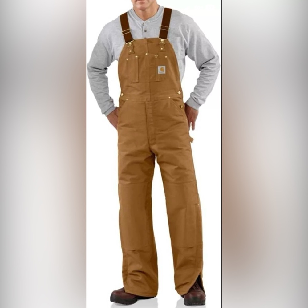 NWT Carhartt Men’s Quilt-Lined Sandstone Bib Overalls